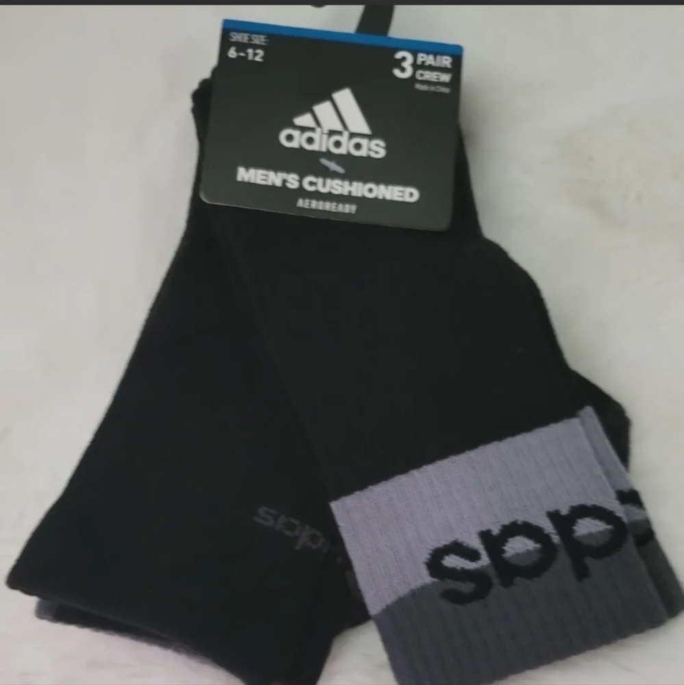 💥ADIDAS NEW 3 PAIRS MENS AEROREADY CUSHIONED CREW SOCKS SHOE - Picture 5 of 6